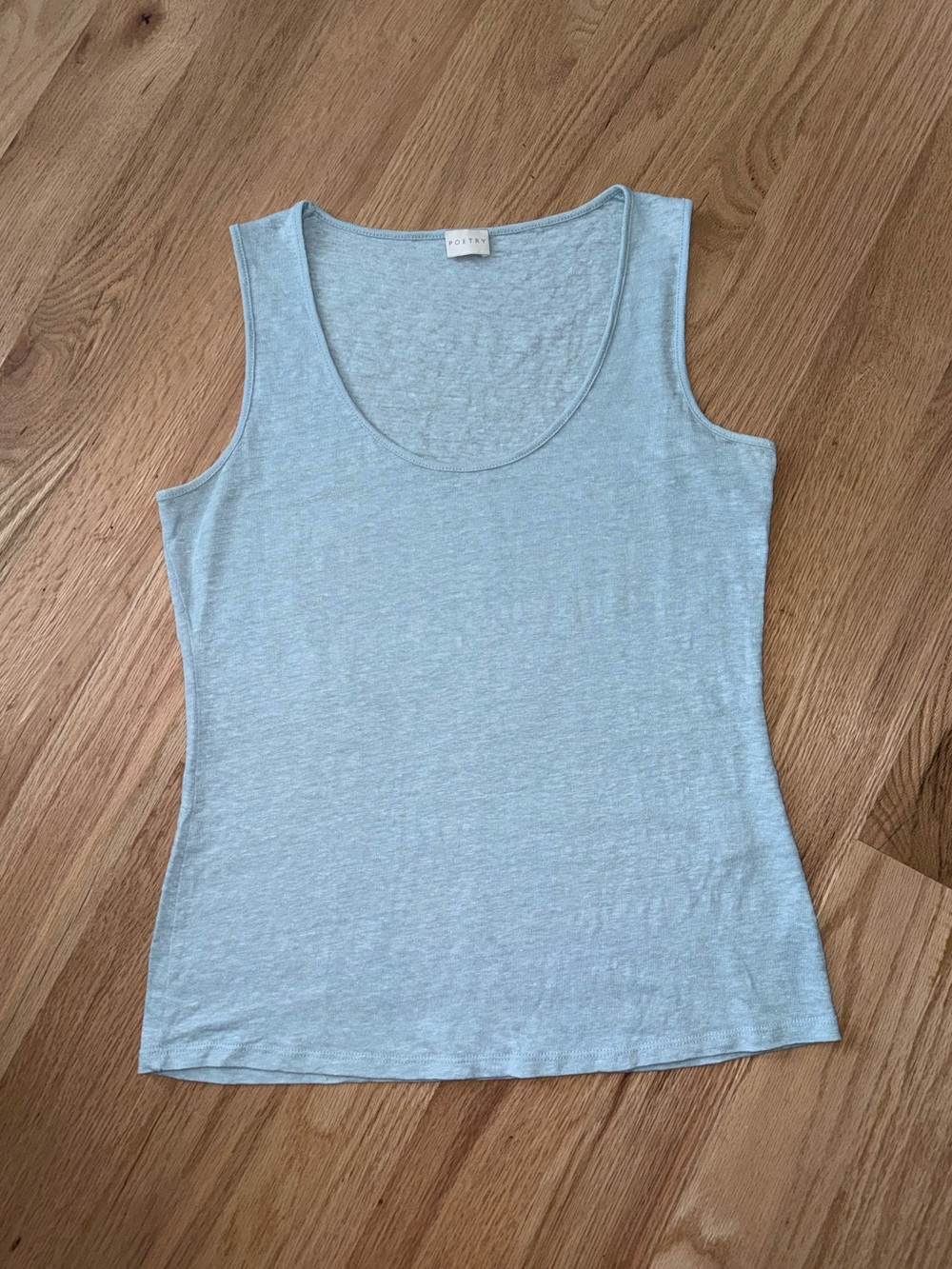 100% Linen Lightweight Tank Top Light Blue Size 8 / Medium